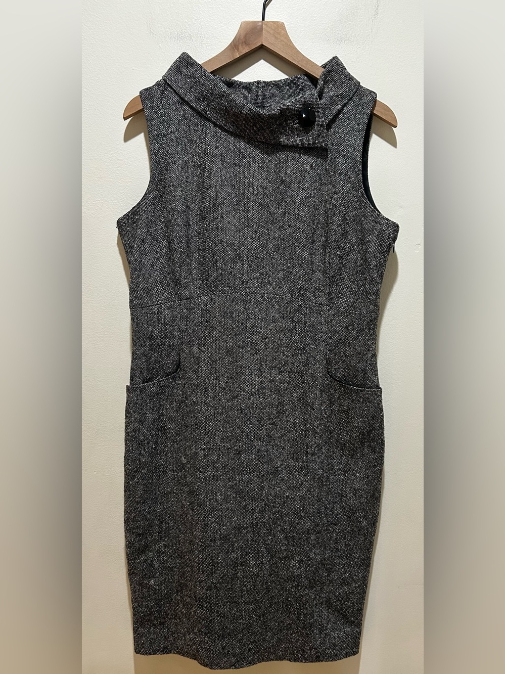 Hobbs London Holford Black White Tweed Wool Blend Sheath Dress - Women’s Size 14